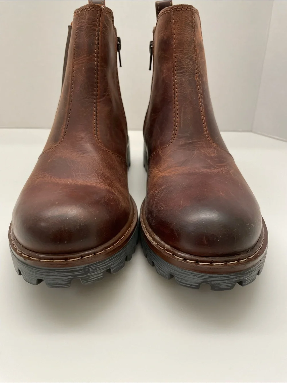Josef Seibel Marta Chelsea Boots Women 8 Brown Leather Rugged Distressed NWOT 39